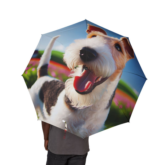 Wire Fox Terrier Semi-Automatic Foldable Umbrella