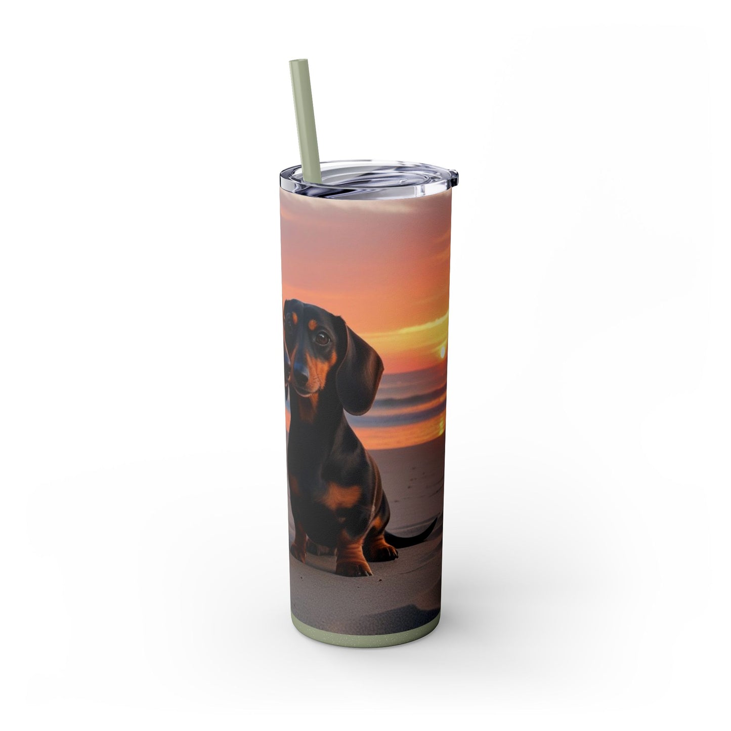 Vaso delgado con pajita Dachshund Love, 20 oz