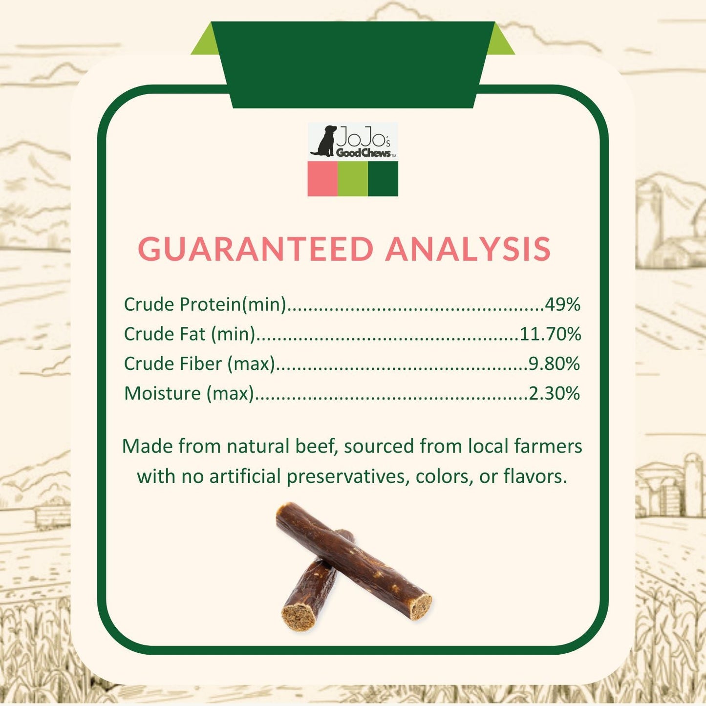 Friandises pour chiens à base de saucisses de bœuf entièrement naturelles – Friandises à mâcher de qualité supérieure riches en protéines et en nutriments – 15 cm (25/boîte)