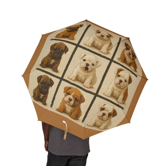 Bulldog puppies Semi-Automatic Foldable Umbrella