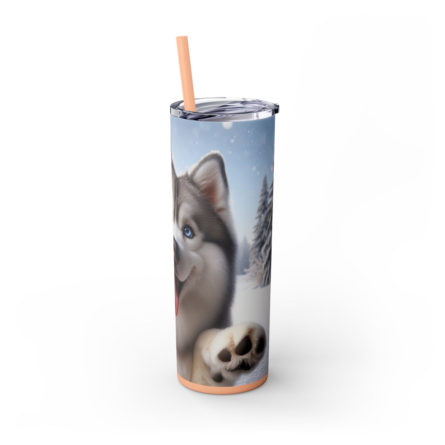 Siberian Husky Skinny Tumbler with Straw, 20oz