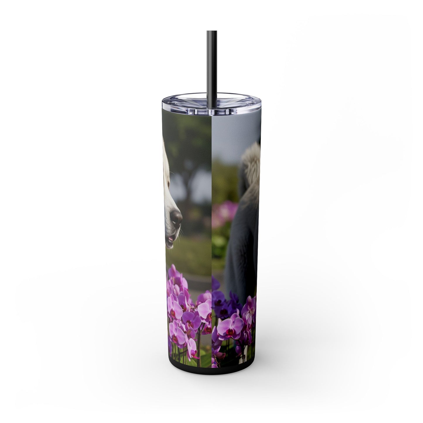 Gobelet isotherme avec paille, motif Berger du Caucase, 590 ml