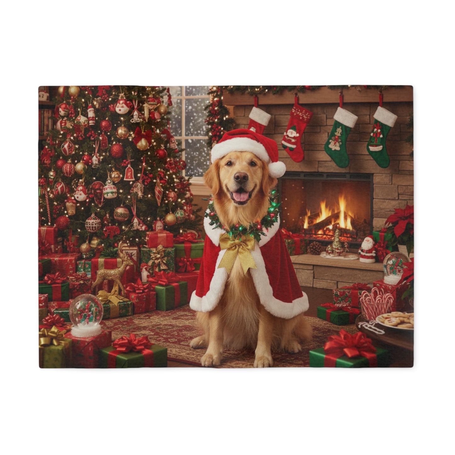 Golden Retriever Santa Blanket