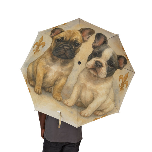 French Bulldog puppies Semi-Automatic Foldable Umbrella