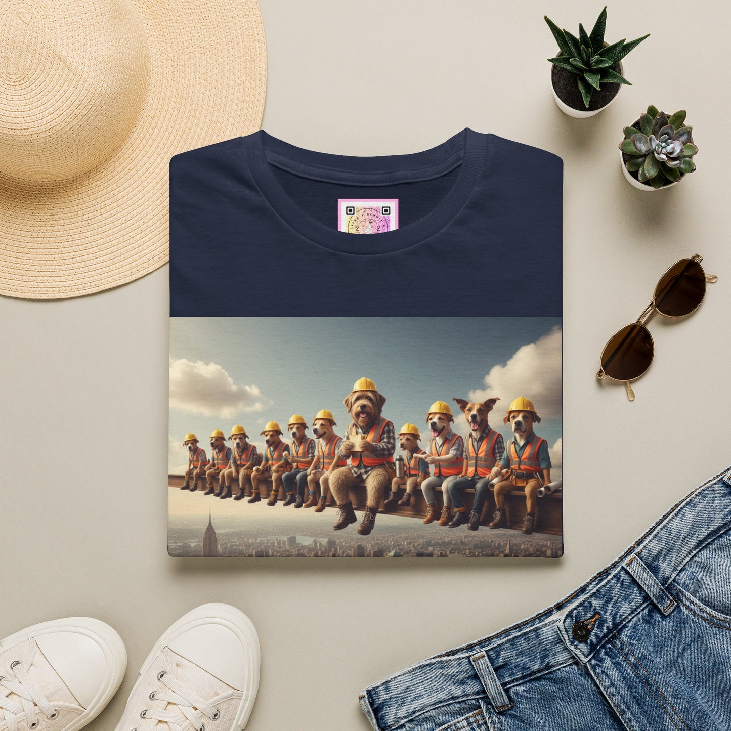 Canine Canvas Collection: Lunch atop a Skyscraper Homage Tee Shirt