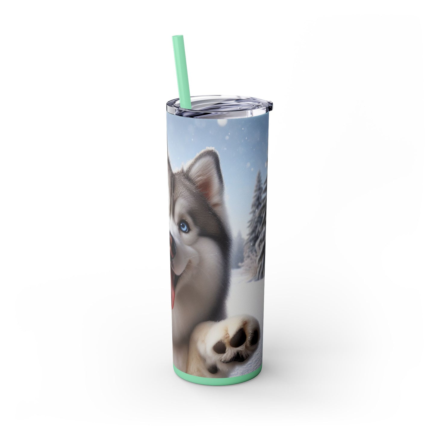 Siberian Husky Skinny Tumbler with Straw, 20oz