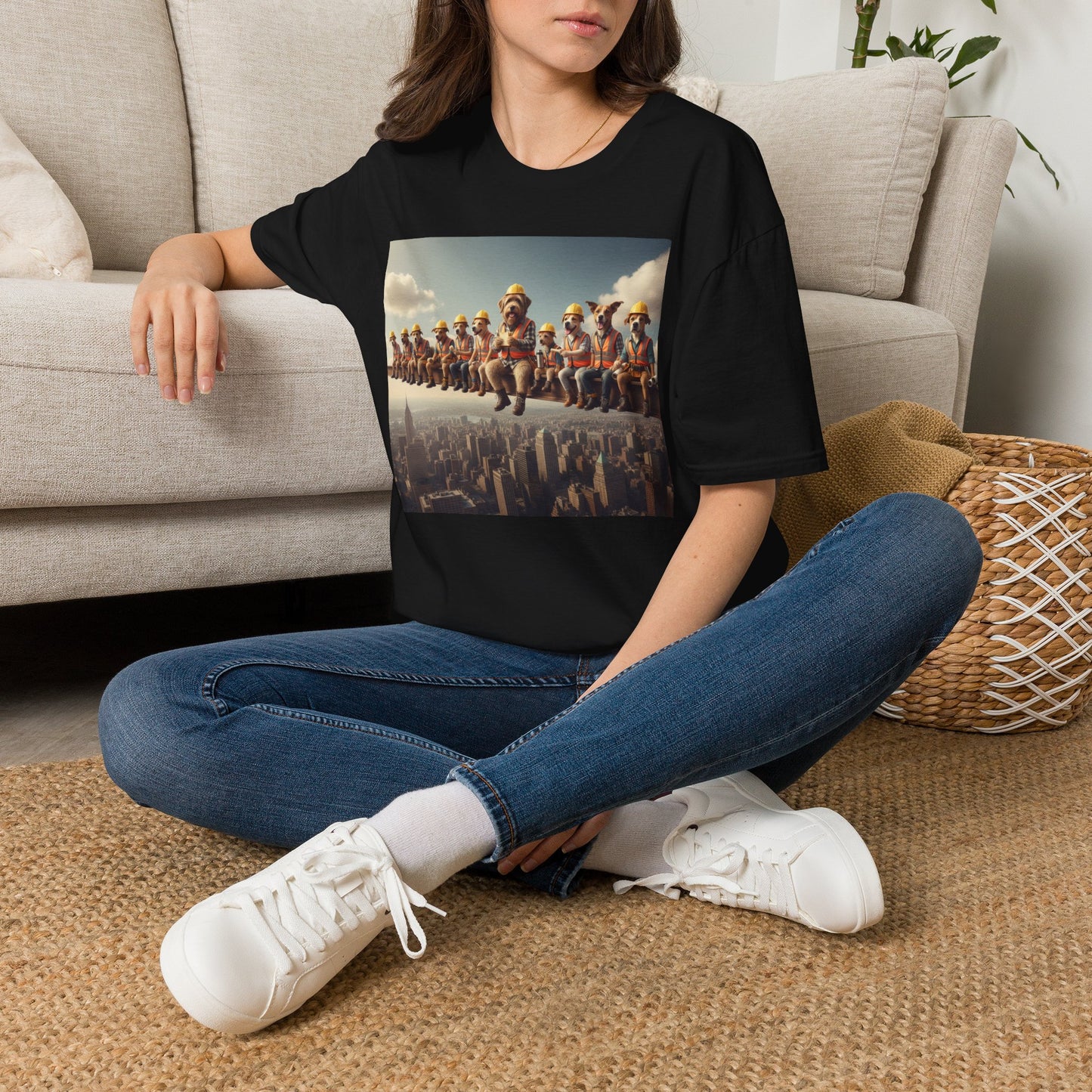 Canine Canvas Collection: Lunch atop a Skyscraper Homage Tee Shirt
