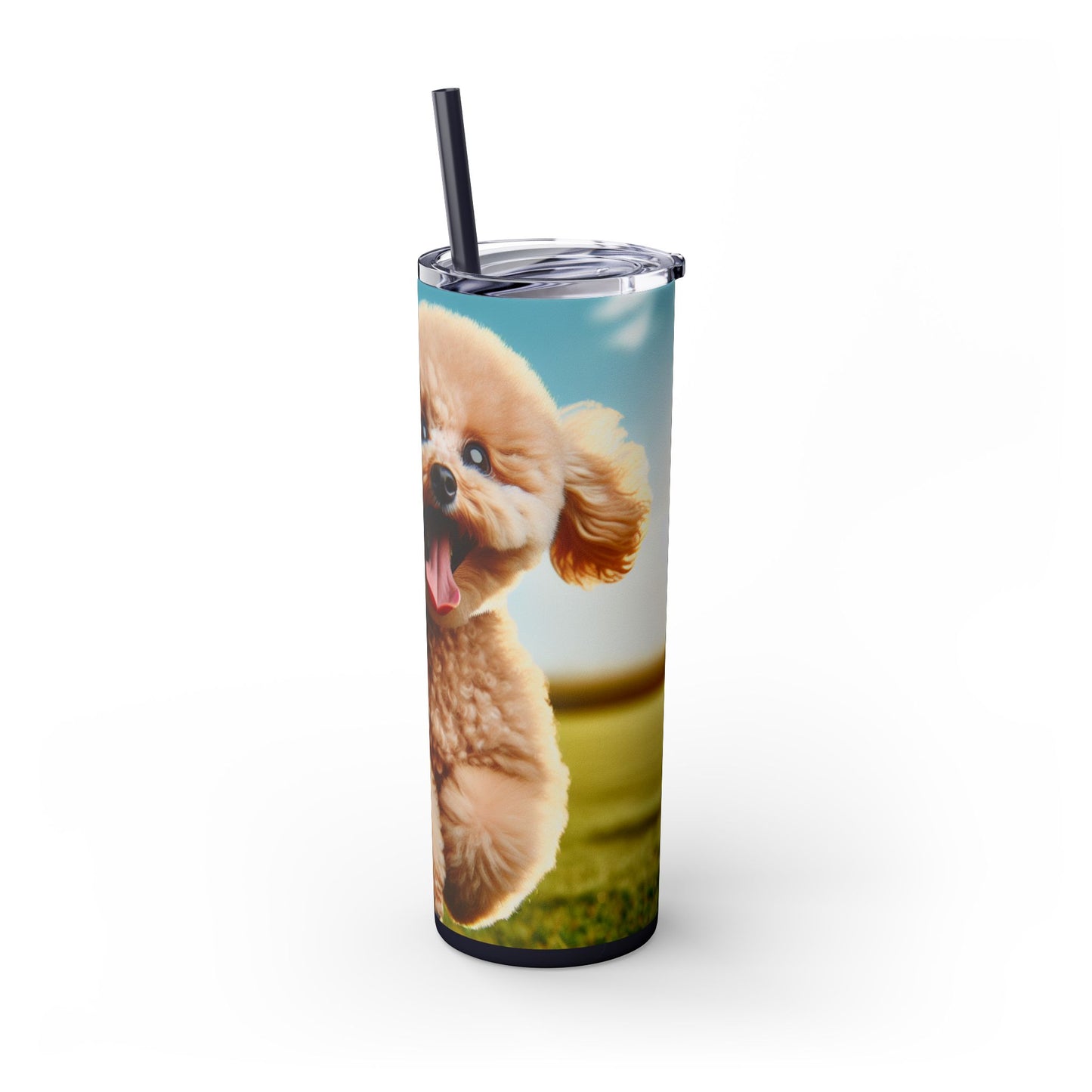 Toy Poodle Skinny Tumbler with Straw, 20oz