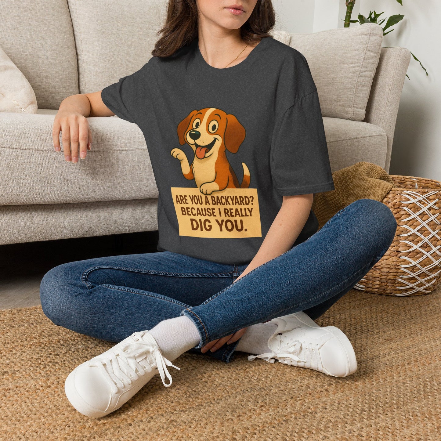 "Are You a Backyard? Because I Really Dig You" Cute Puppy Tee Shirt