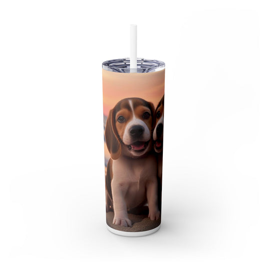 Beagle Love Skinny Tumbler with Straw, 20oz