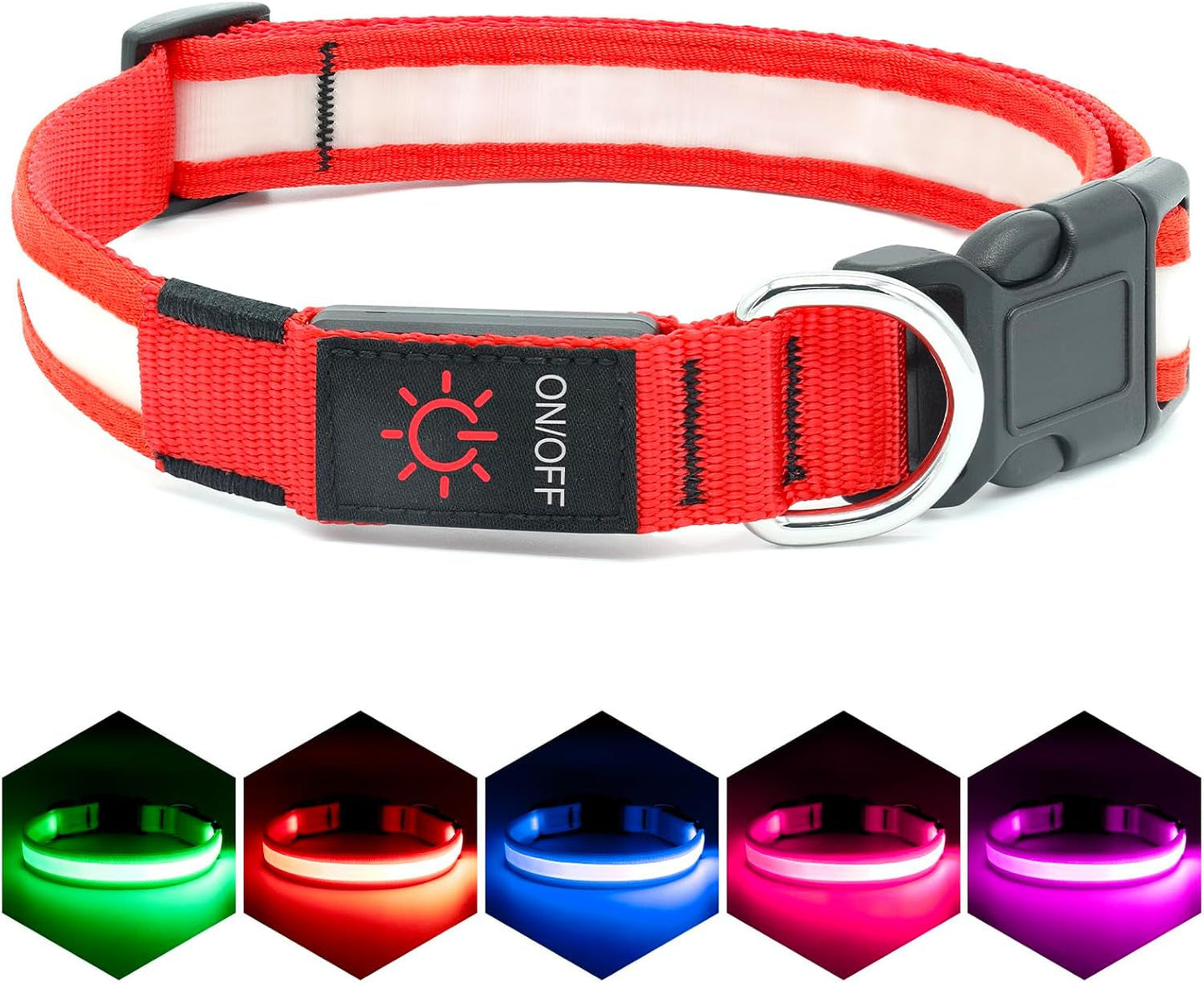 ¡Alegra los paseos nocturnos de tu cachorro con nuestro collar LED ajustable! 🌟 ¡Recargable por USB y súper seguro! 🐾❤️