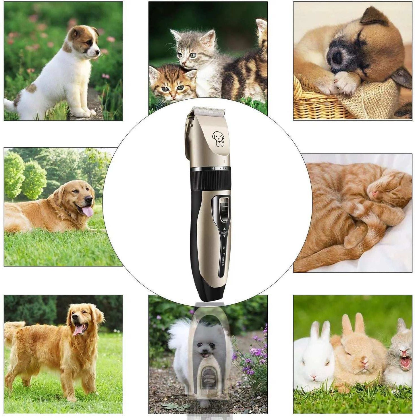 Tondeuse rechargeable pour chiens, tondeuse silencieuse pour animaux de compagnie, kit de toilettage sans fil professionnel avec peigne et ciseaux pour chiens, chats et autres animaux.