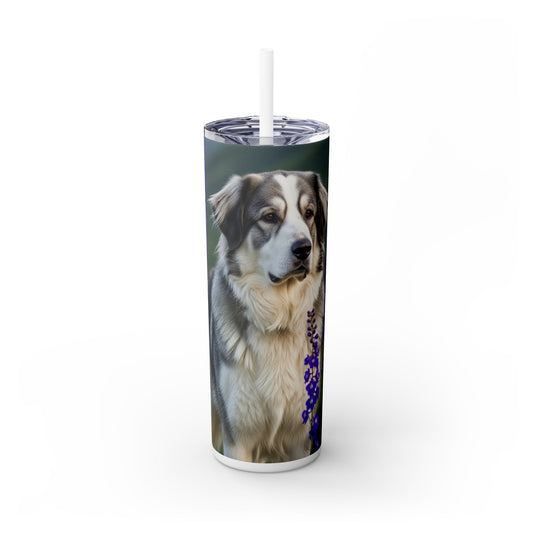 Tatra Shepherd Dog Skinny Tumbler with Straw, 20oz