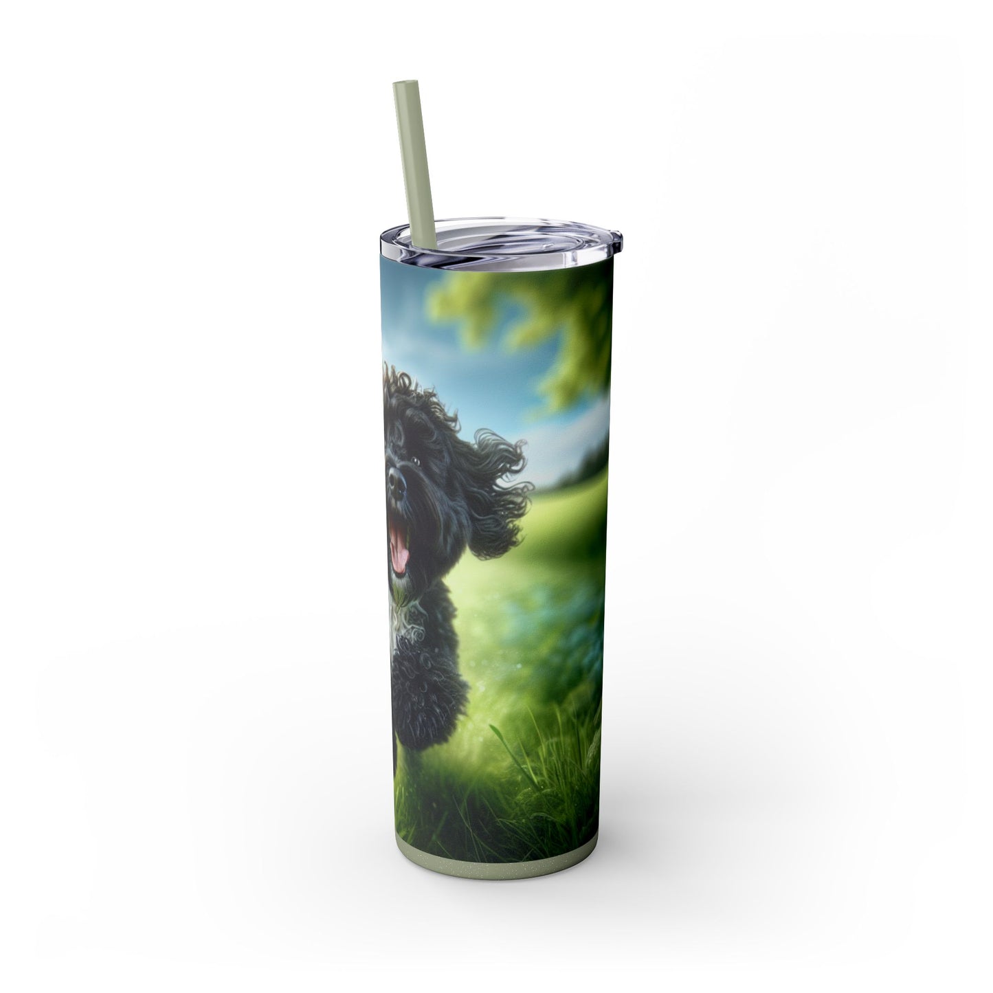 Portuguese Water Dog Skinny Tumbler with Straw, 20oz