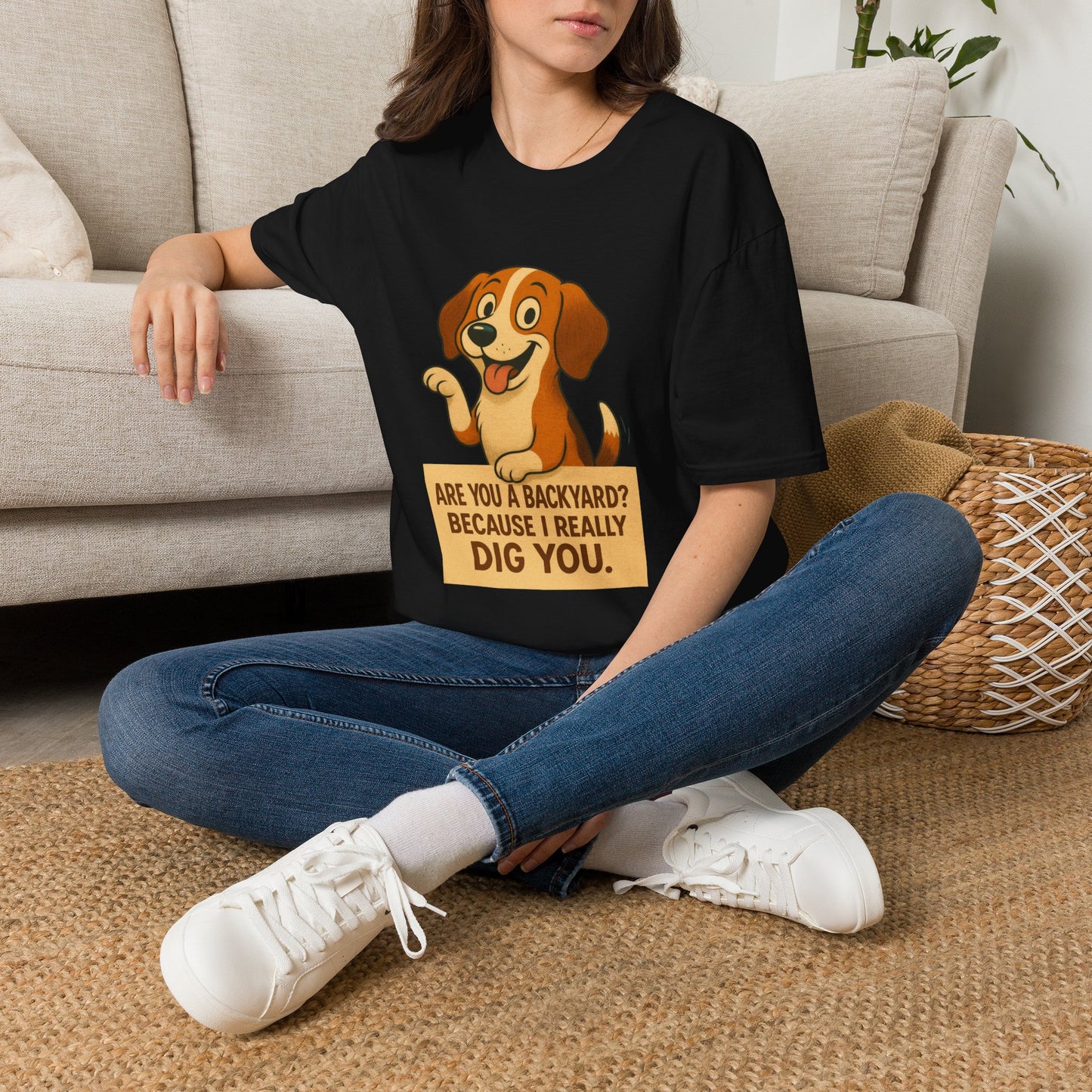 "Are You a Backyard? Because I Really Dig You" Cute Puppy Tee Shirt