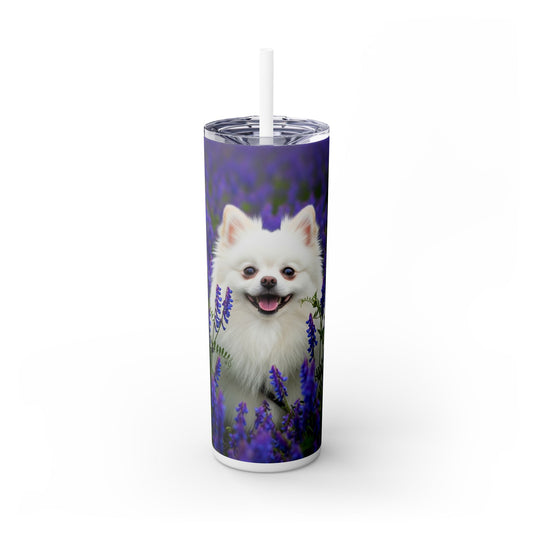 Pomeranian Skinny Tumbler with Straw, 20oz