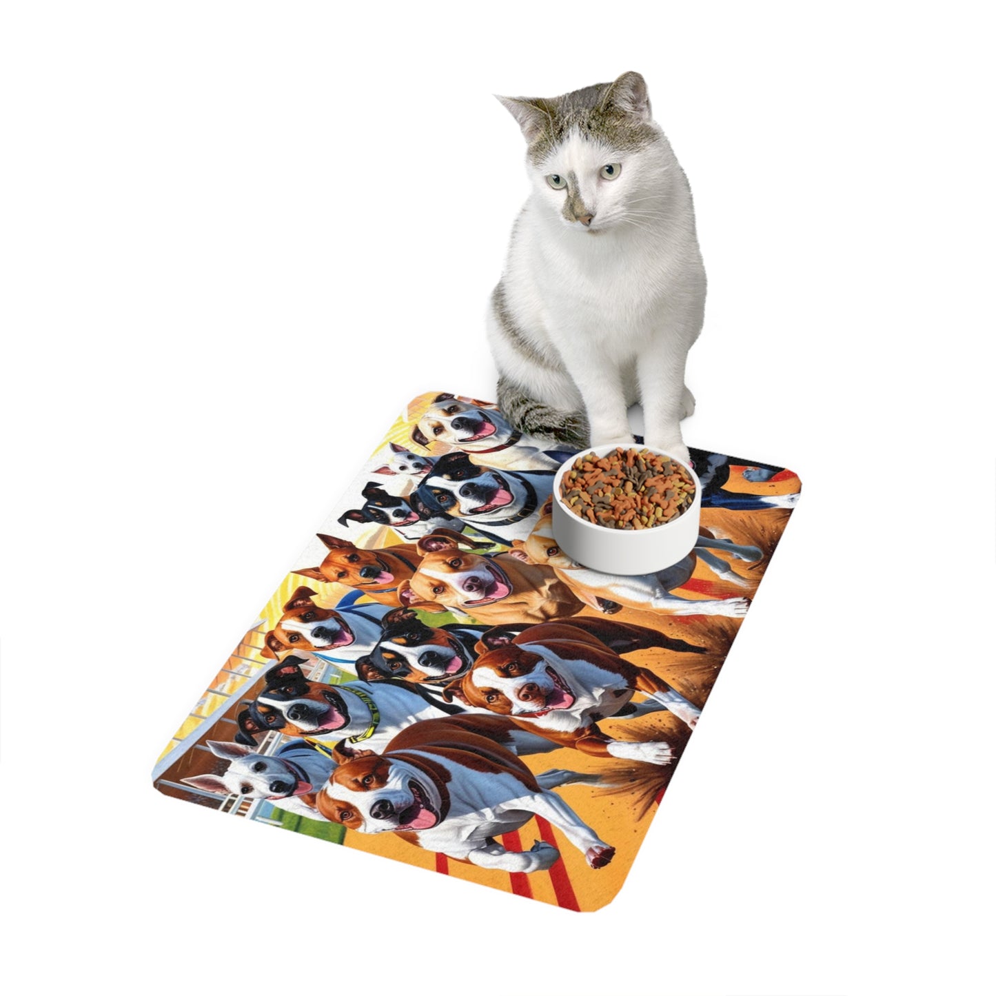 Pet Food Mat (12x18) - Racing Dogs