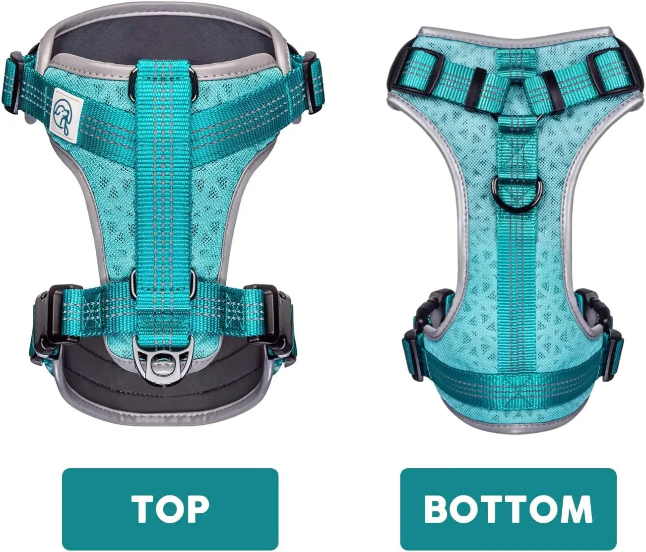 Harnais pour chien Embark Sports, harnais anti-traction pour grands chiens, léger et respirant - Facile à mettre et à enlever, idéal pour le dressage sans traction, taille ajustable, anti-étranglement avec poignée de contrôle. Gilet turquoise
