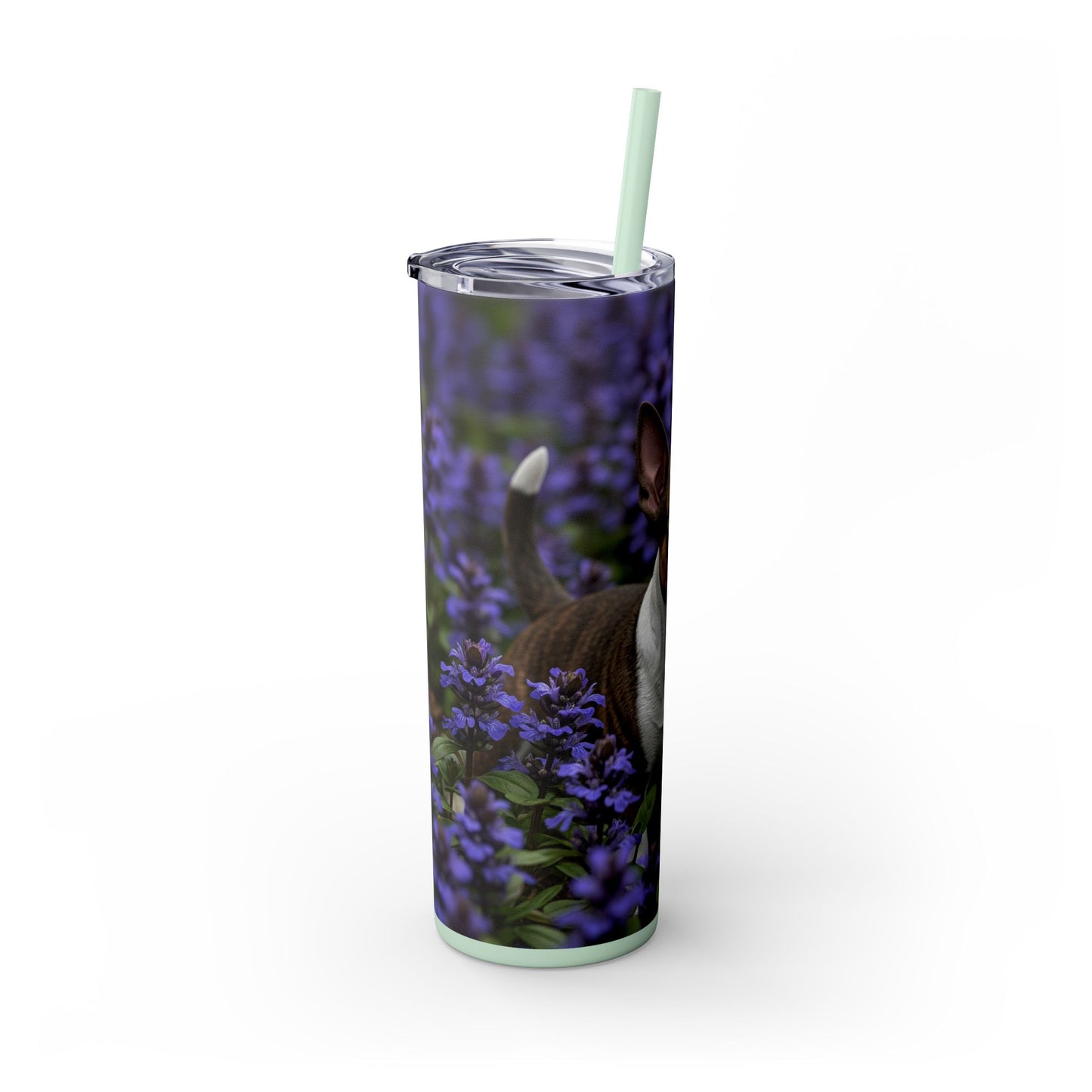 Miniature Bull Terrier Skinny Tumbler with Straw, 20oz