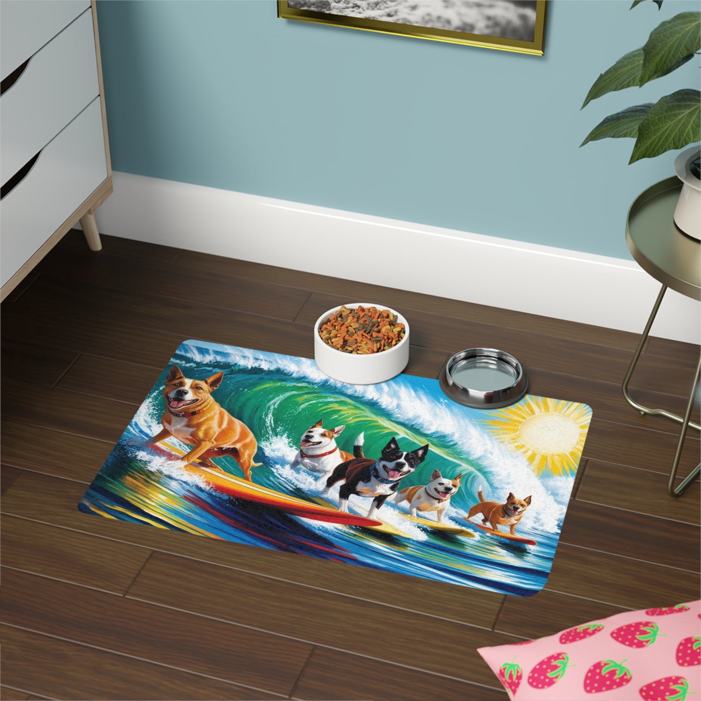 Pet Food Mat (12x18) - Surf Dogs