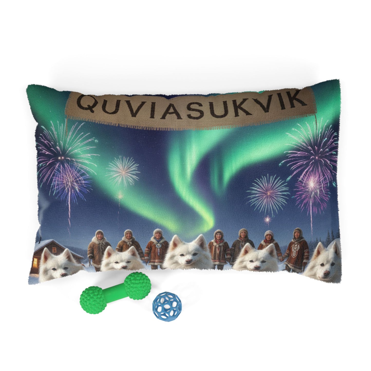 Northern Lights American Eskimo Dogs Pet Bed