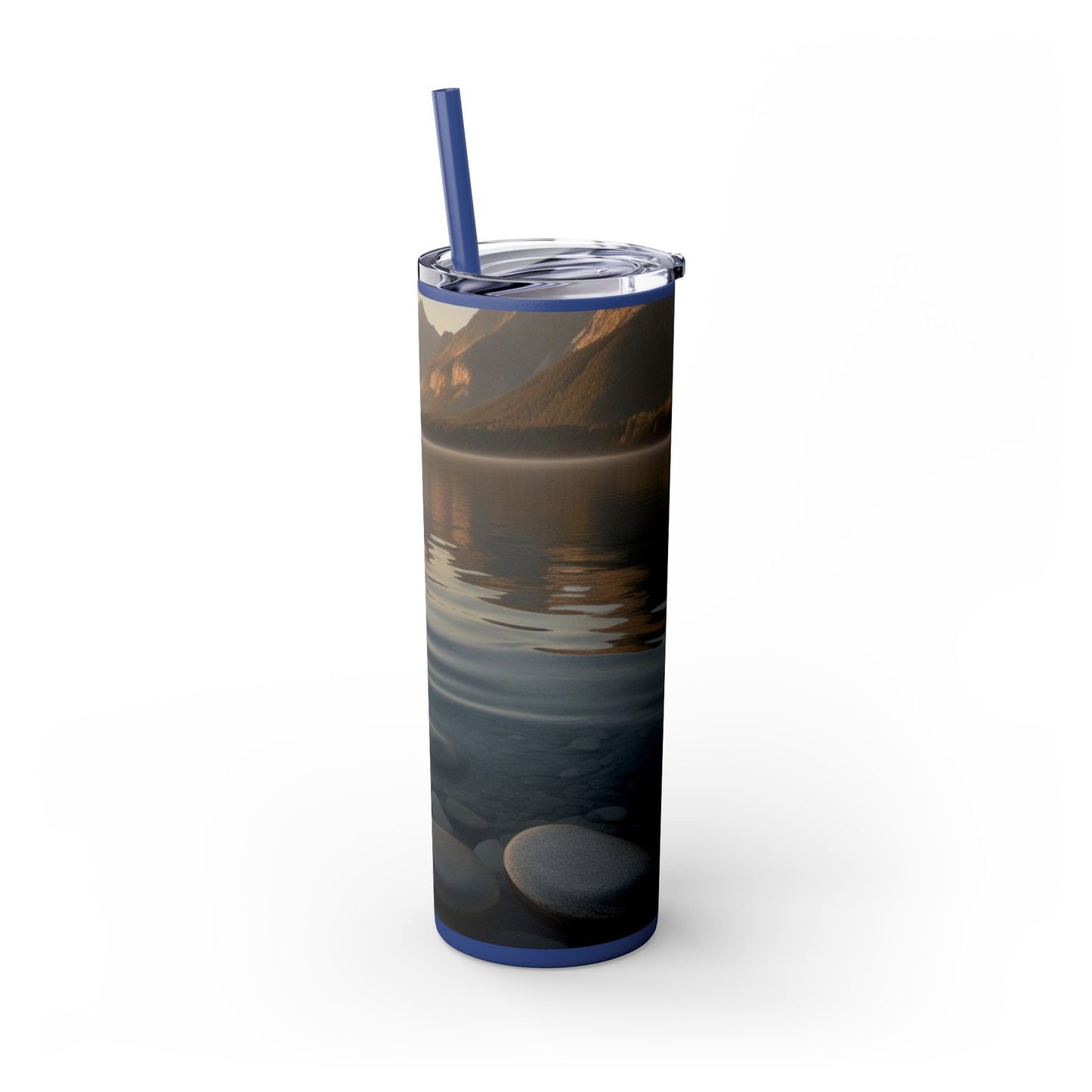 Ripple in a Mountain Lake Skinny Tumbler with Straw, 20oz