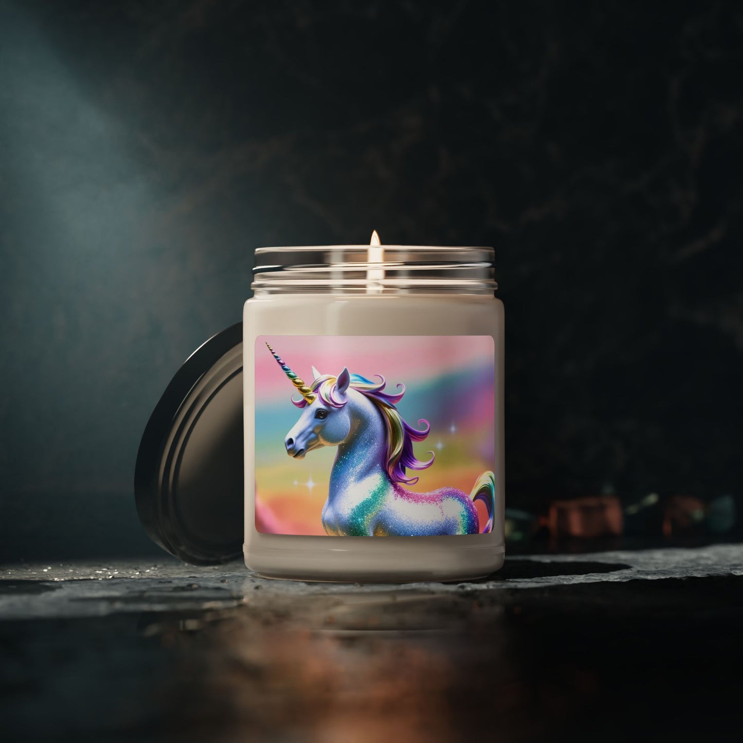 Glittery Rainbow Unicorn- Scented Soy Candle, 9oz