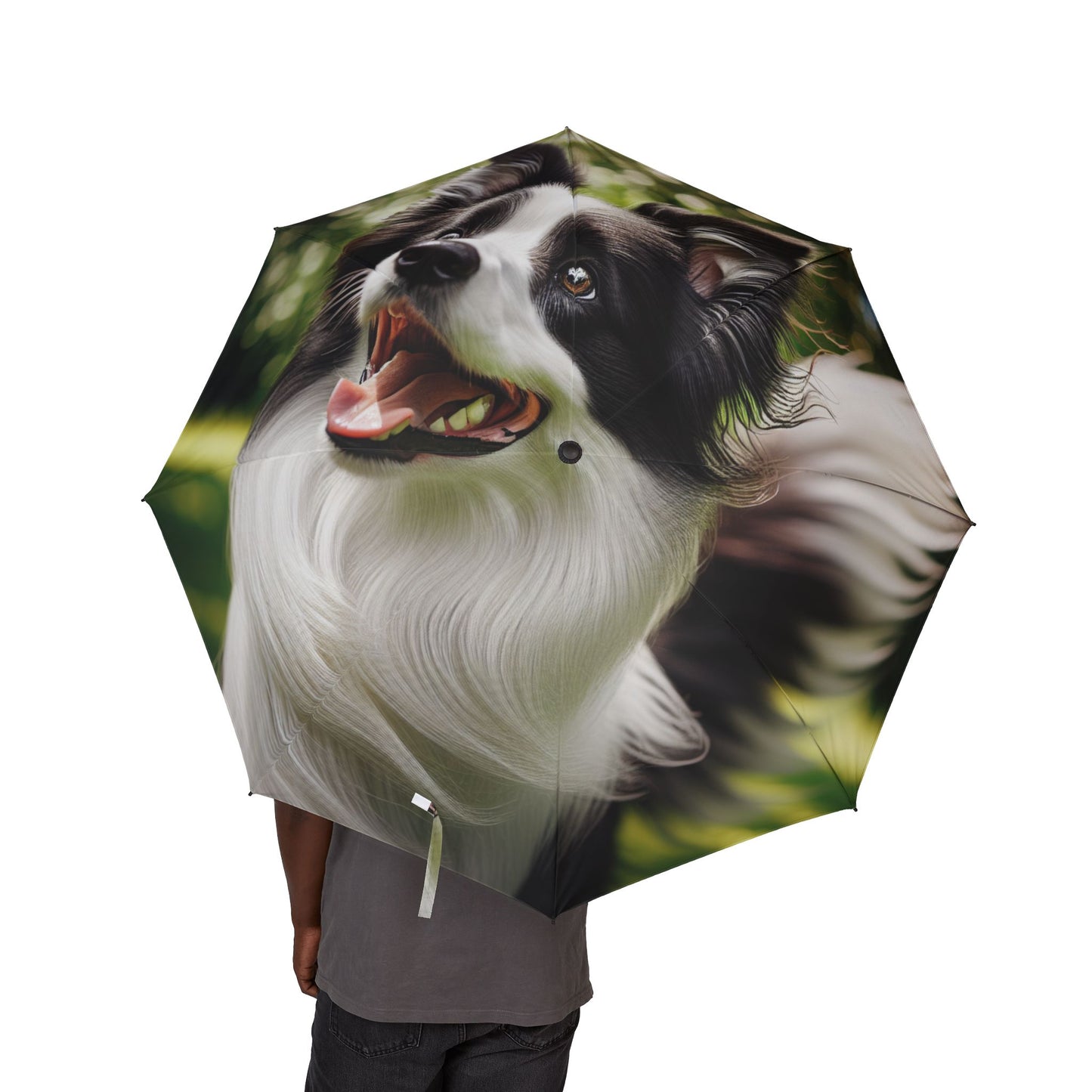 Border Collie Semi-Automatic Foldable Umbrella