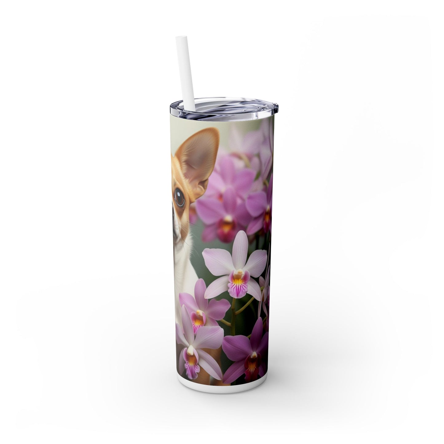 Vaso delgado con pajita para chihuahua, 20 oz
