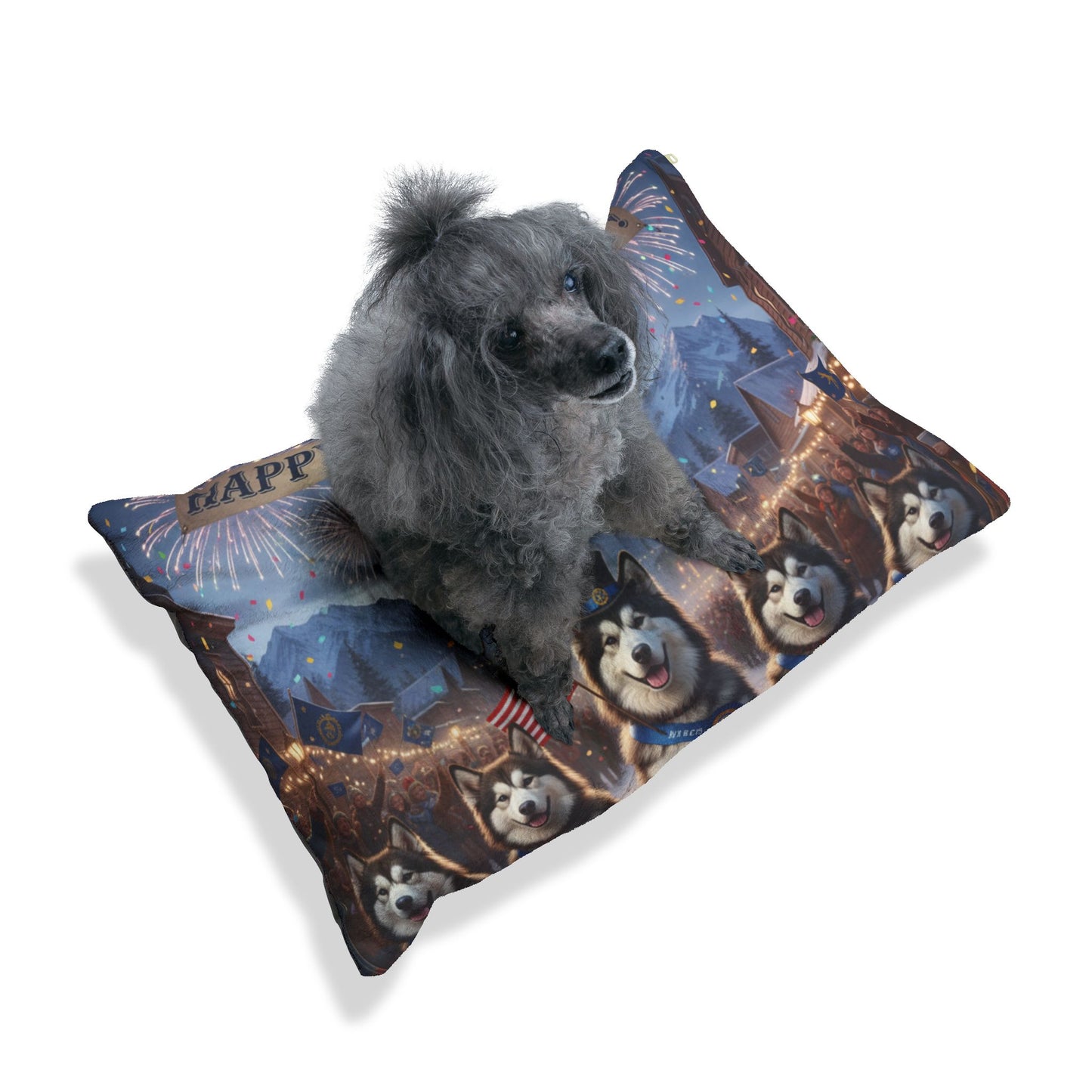 Happy Alaska Day Alaskan Malamutes Pet Bed