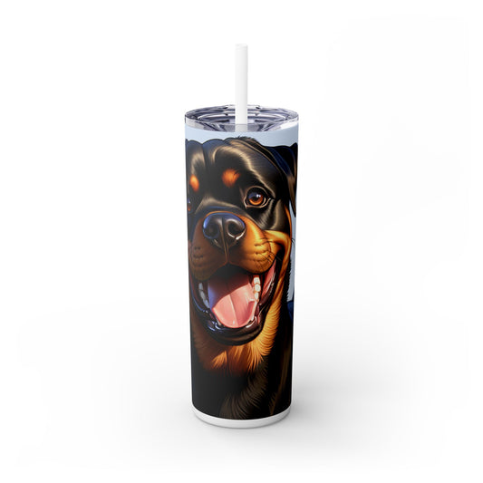 Rottweiler Skinny Tumbler with Straw, 20oz