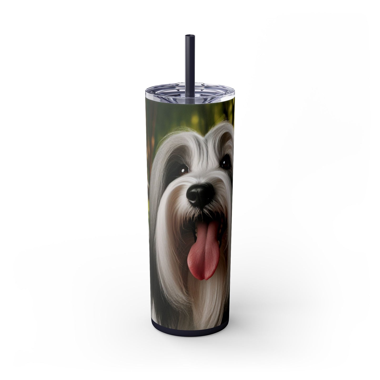 Tibetan Terrier Skinny Tumbler with Straw, 20oz