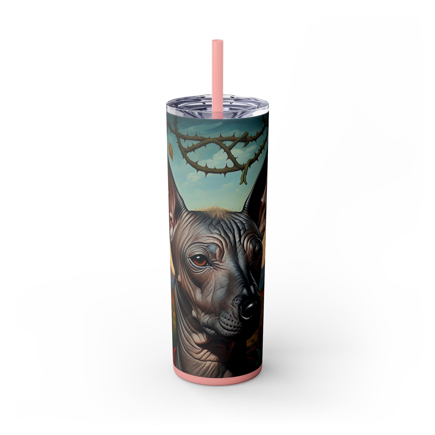 Xoloitzcuintli Skinny Tumbler with Straw, 20oz