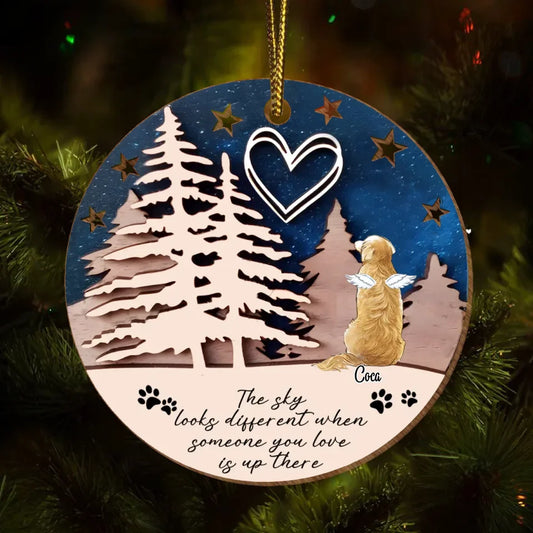 Personalized Memorial Dog Wooden Ornament - Christmas Gift Idea For Dog Lover - Up to 4 Dogs - The Sky Look Different