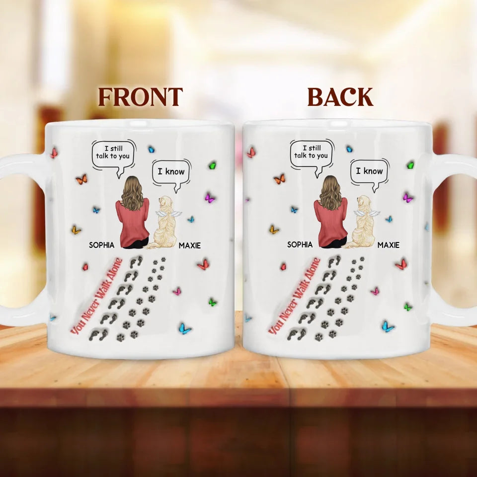 Personalized Dog Memorial Coffee Mug - Up to 3 Pets - Memorial Gift Idea For Dog/Cat Lover - You Never Walk Alone