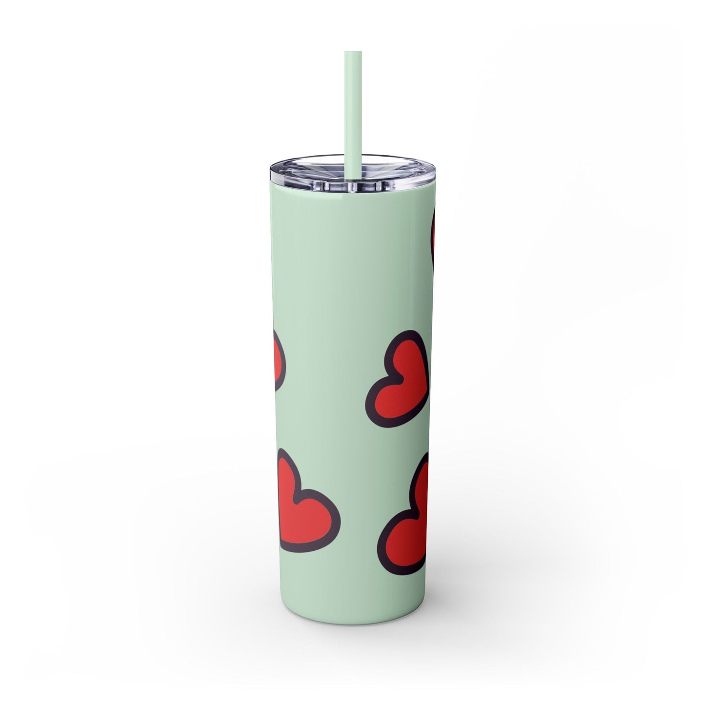 Hearts Skinny Tumbler with Straw, 20oz