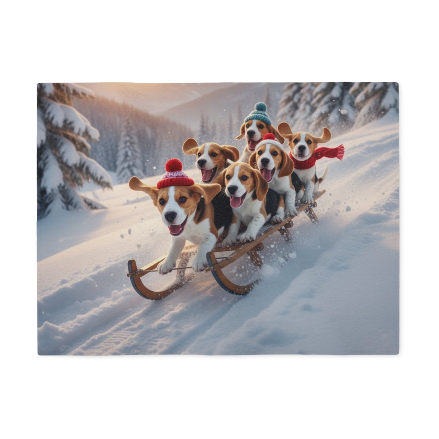 Holiday Sledding Beagle Blanket