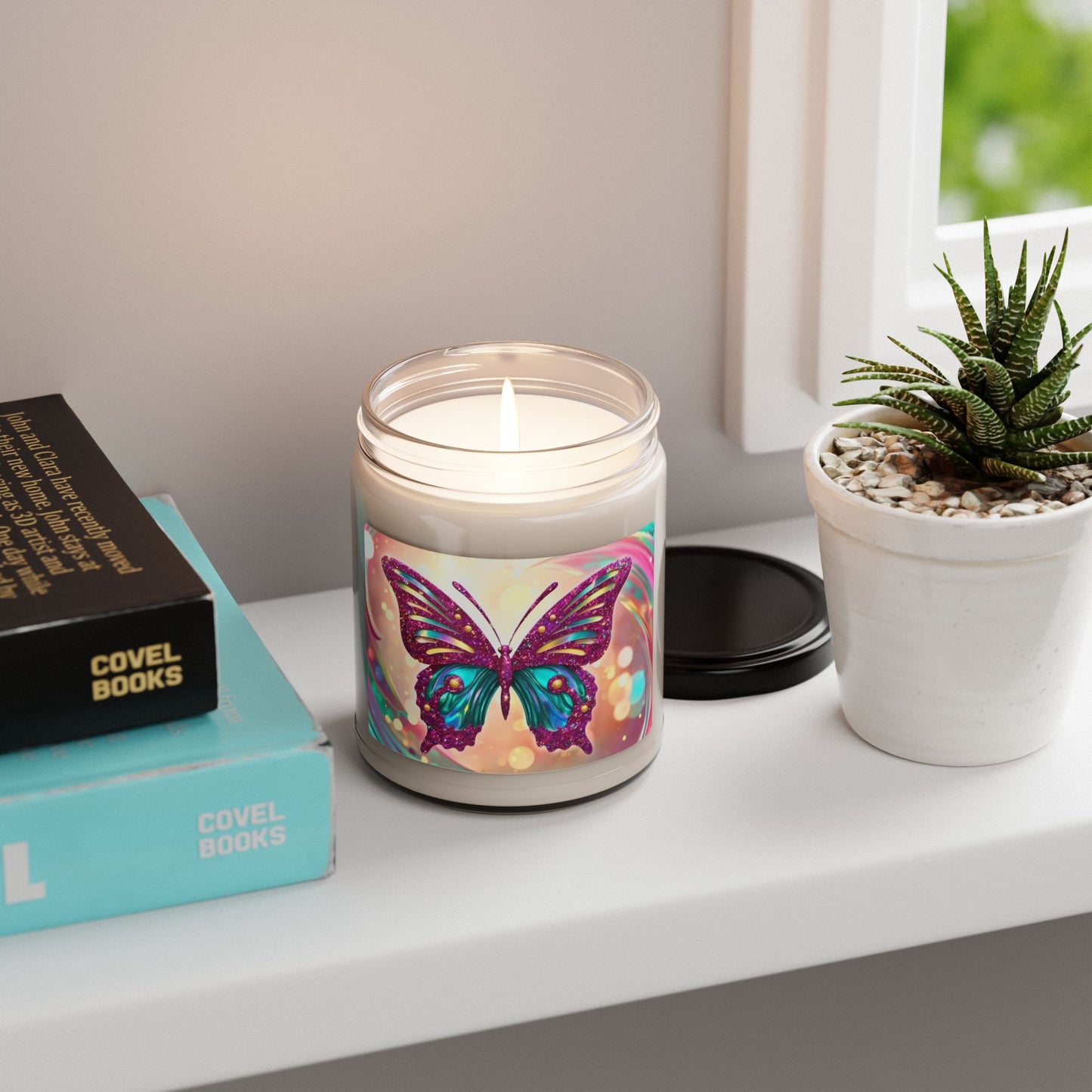 Glittery Psychedelic Butterfly- Scented Soy Candle, 9oz