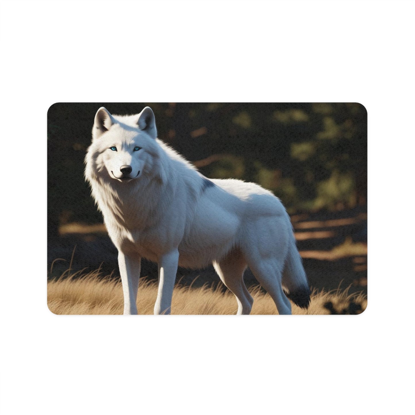 Pet Food Mat (12x18) - White Wolf