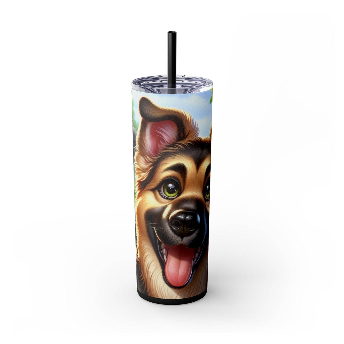 German Shepherd Skinny Tumbler with Straw, 20oz