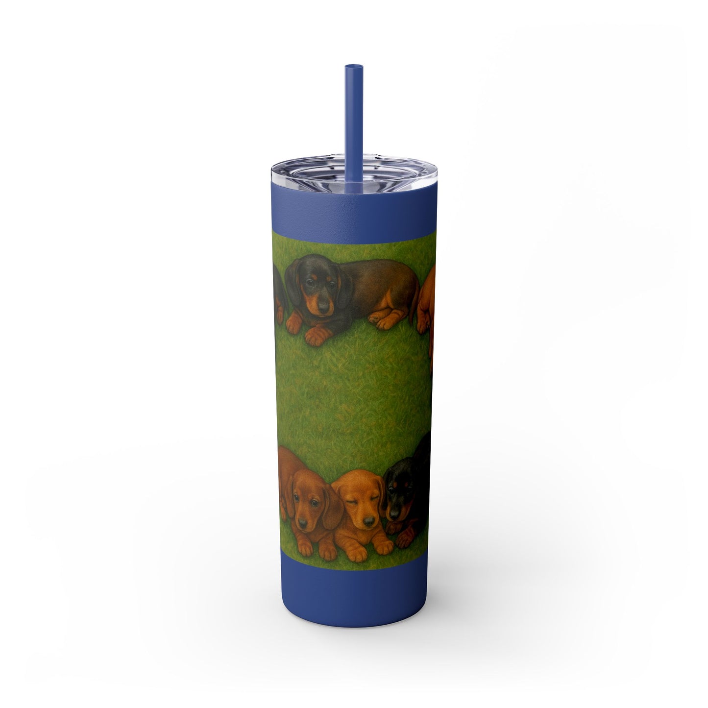 Gobelet isotherme avec paille, motif chiots teckels, 590 ml