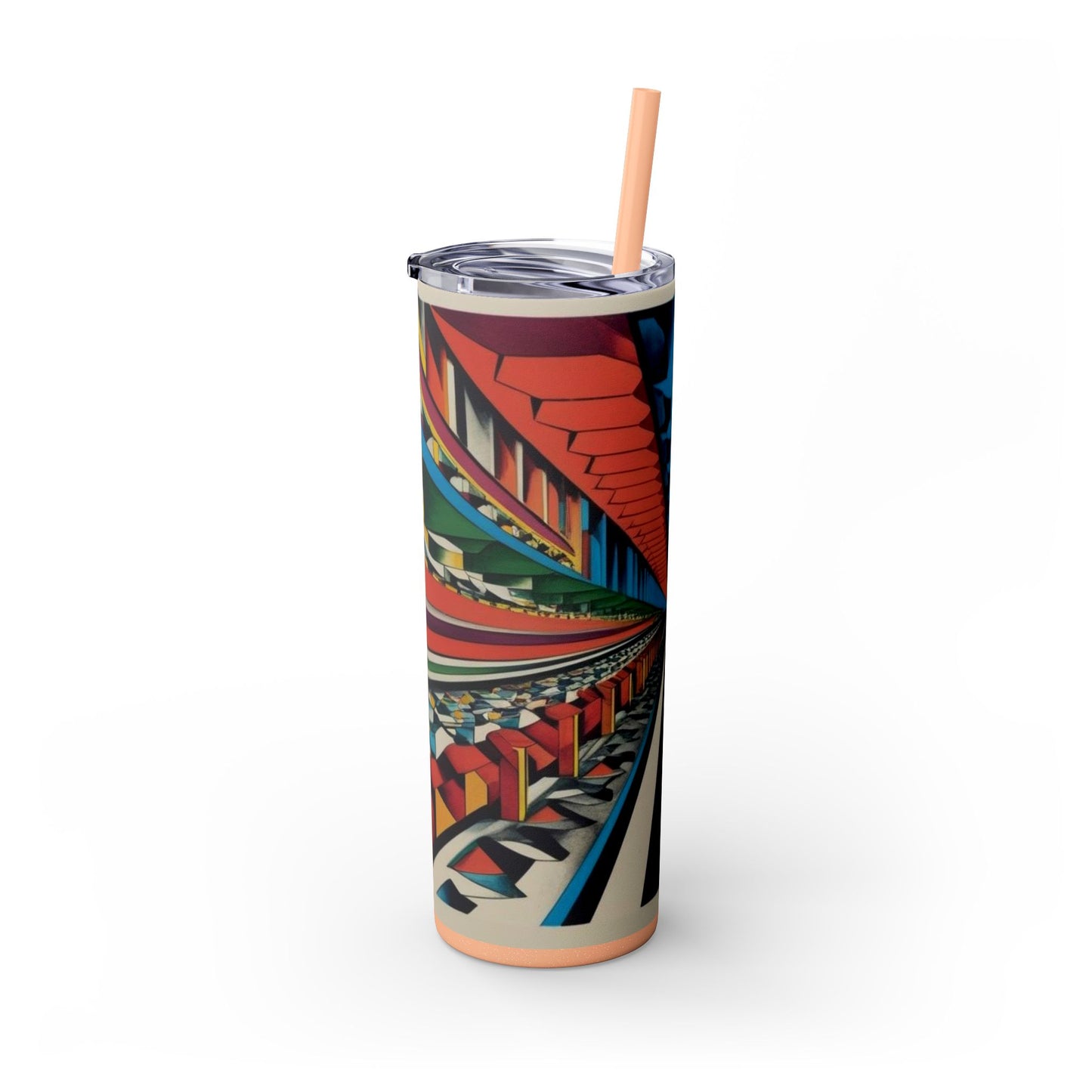 Optical Illusion Skinny Tumbler with Straw, 20oz