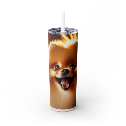 Pomeranian Skinny Tumbler with Straw, 20oz