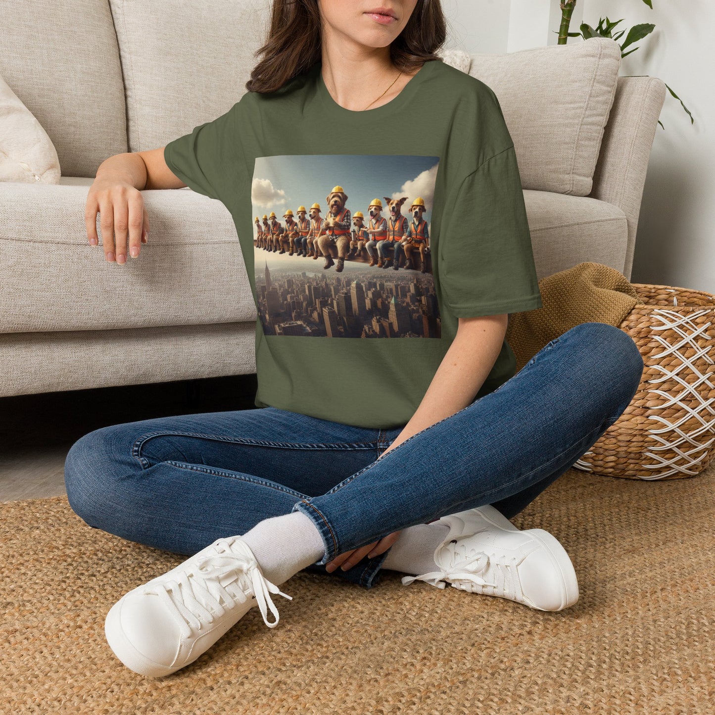 Canine Canvas Collection: Lunch atop a Skyscraper Homage Tee Shirt