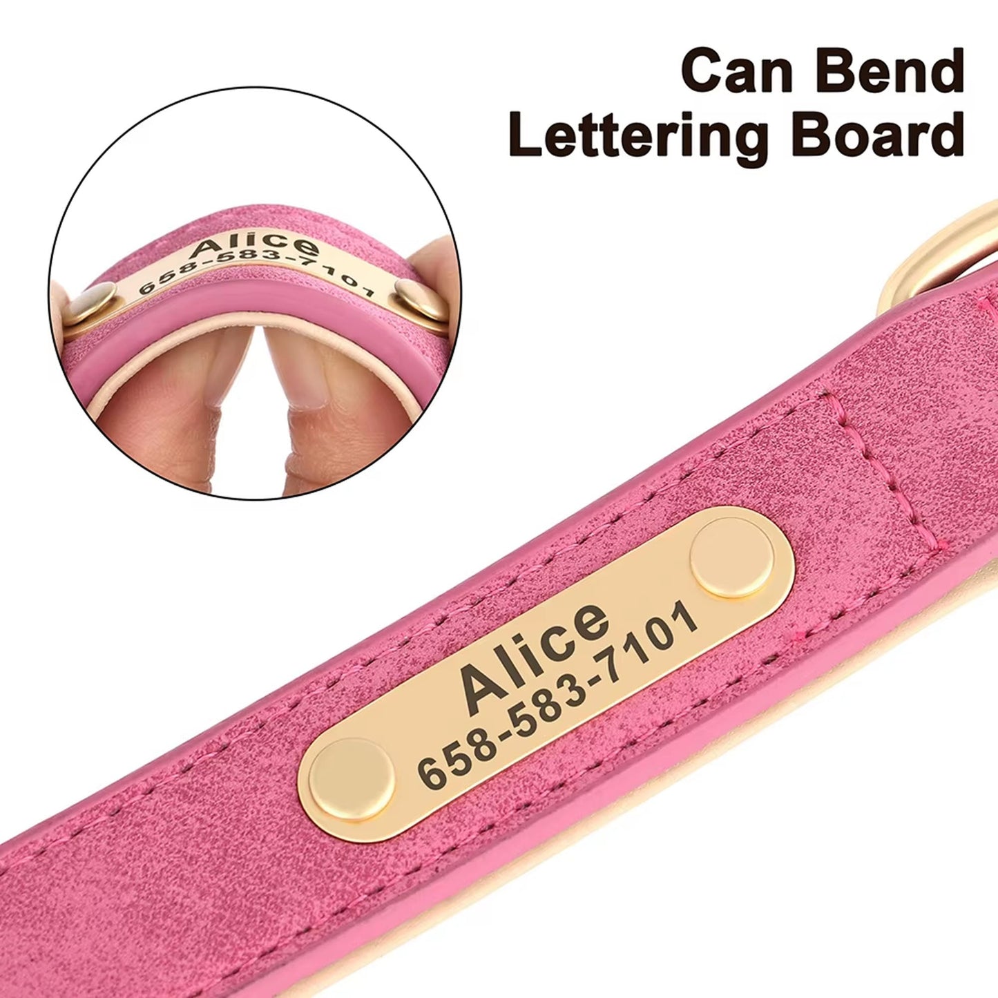Collar de perro personalizado, de cuero sintético con grabado personalizado, con placa de identificación con grabado gratuito para perros pequeños, medianos y grandes - C1502