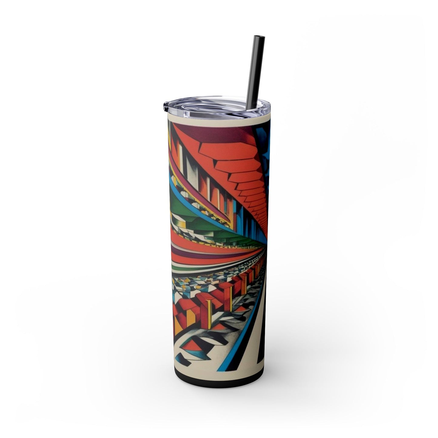 Optical Illusion Skinny Tumbler with Straw, 20oz