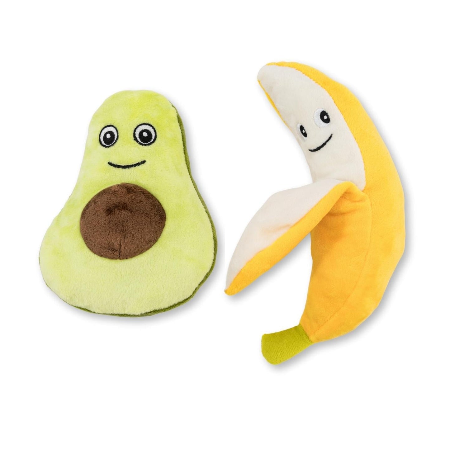 Coffret cadeau de peluches avocat et banane pour chien – avec couineur et papier froissé pour des heures de jeu amusantes