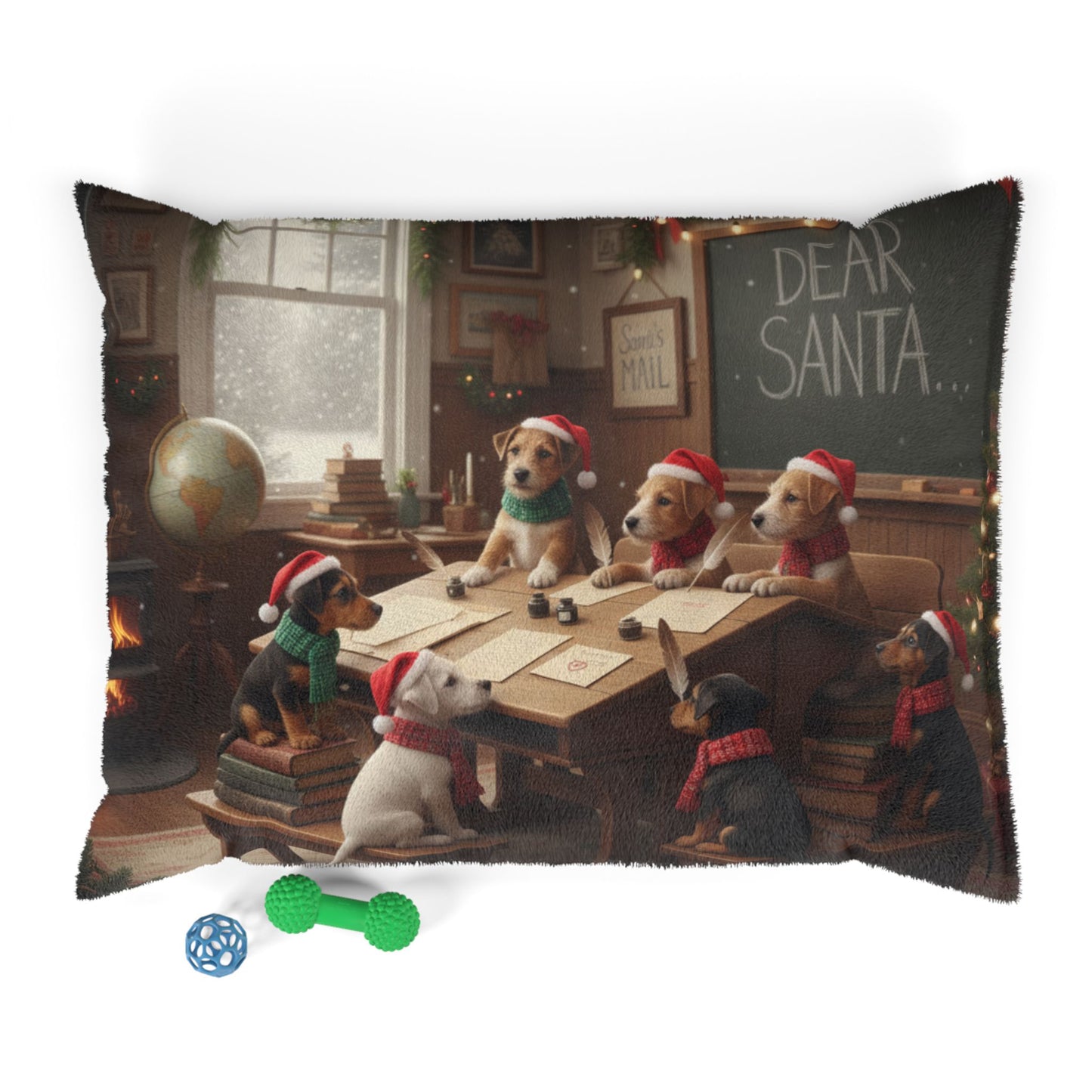 Holiday Puppies Writing a 'Dear Santa' Letter Pet Bed