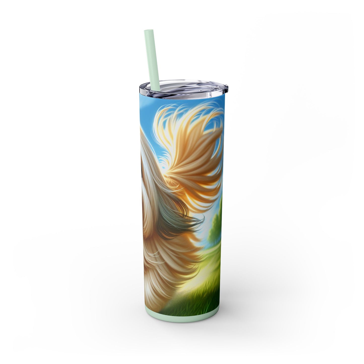 Lhasa Apso Skinny Tumbler with Straw, 20oz