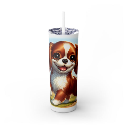 English Toy Spaniel Skinny Tumbler with Straw, 20oz
